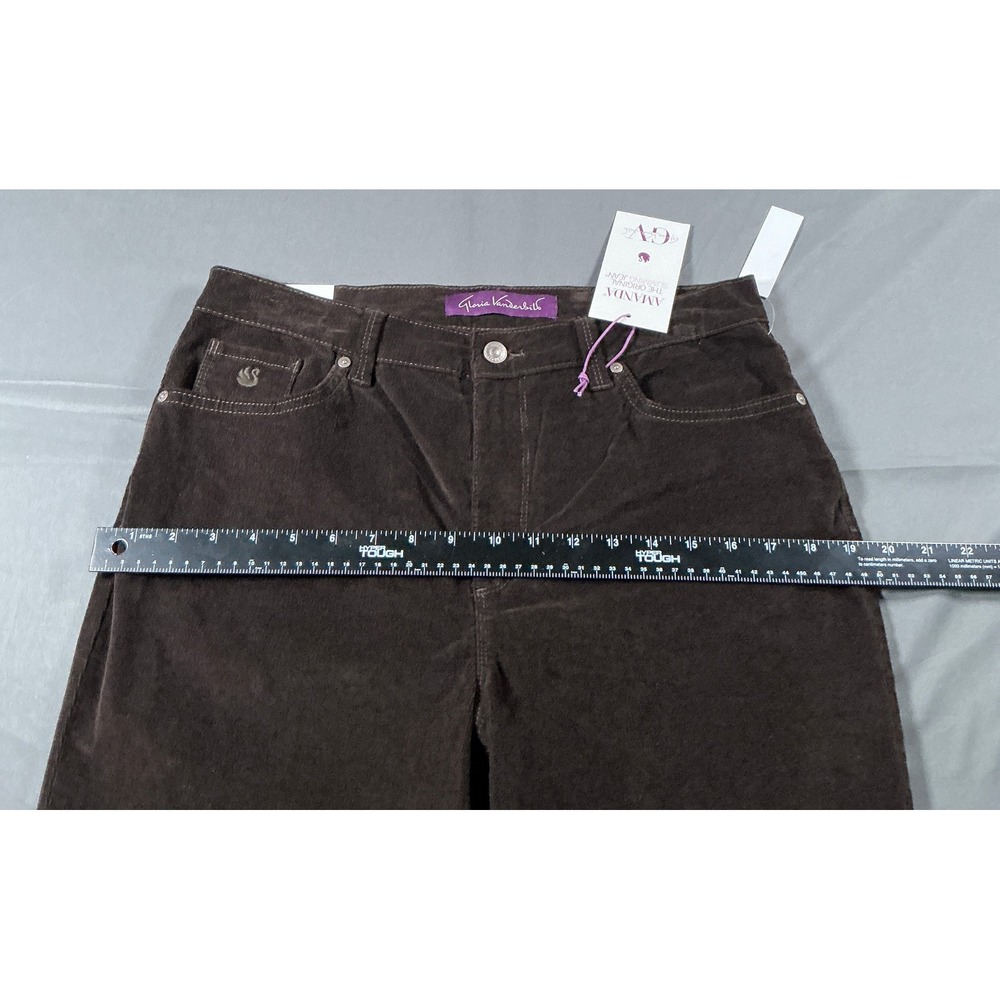 Gloria Vanderbilt Amanda Corduroy Slimming Jeans Brown Tapered Leg Womens 10 Avg - Picture 3 of 11